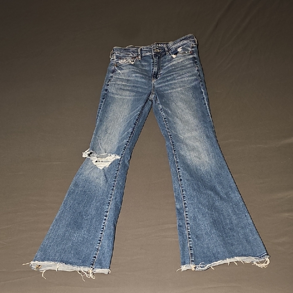 American Eagle Distressed Stretch Flair Jeans